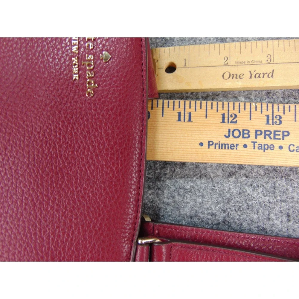 Kate Spade Tote Burgundy Red Pebbled Leather Satchel Bag with Pouch Shoulder Bag